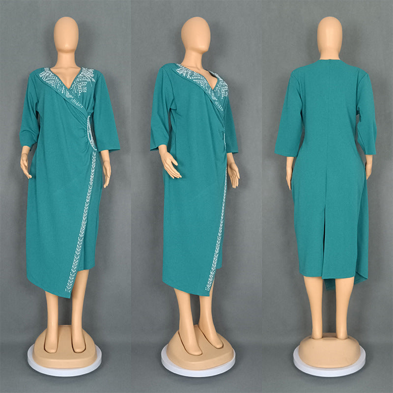 Plus Size African Style Beaded Party Evening Dress 10