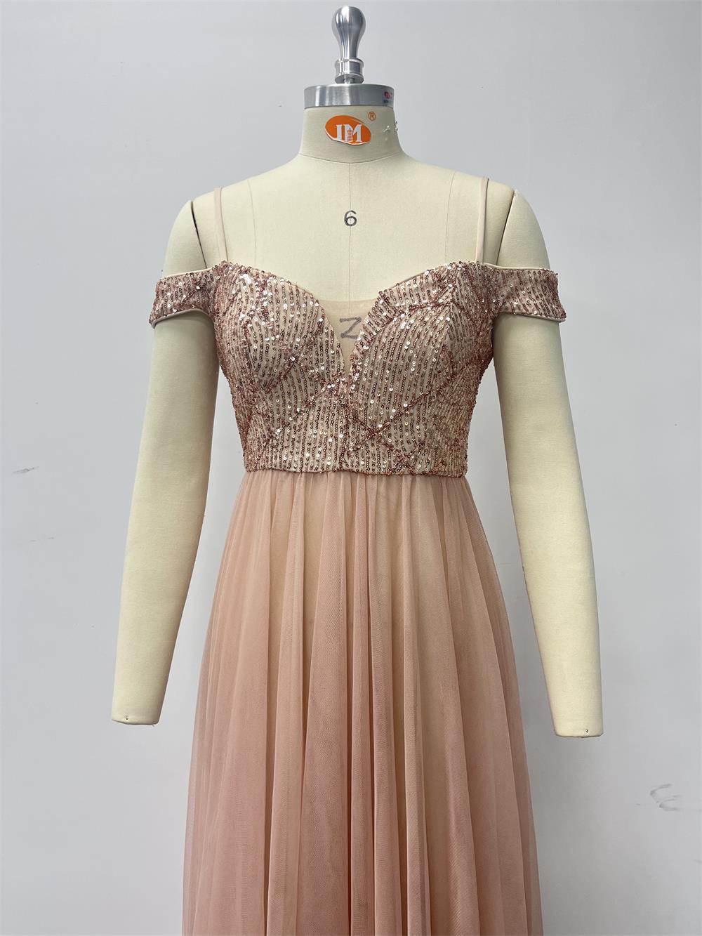 Off-Shoulder Straps Sequin Mesh Patchwork Elegant Party Dress 11