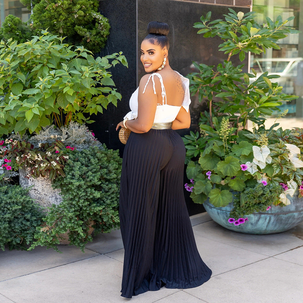 Women Casual Sleeveless Long-sleeved Wide-leg Jumpsuit 6