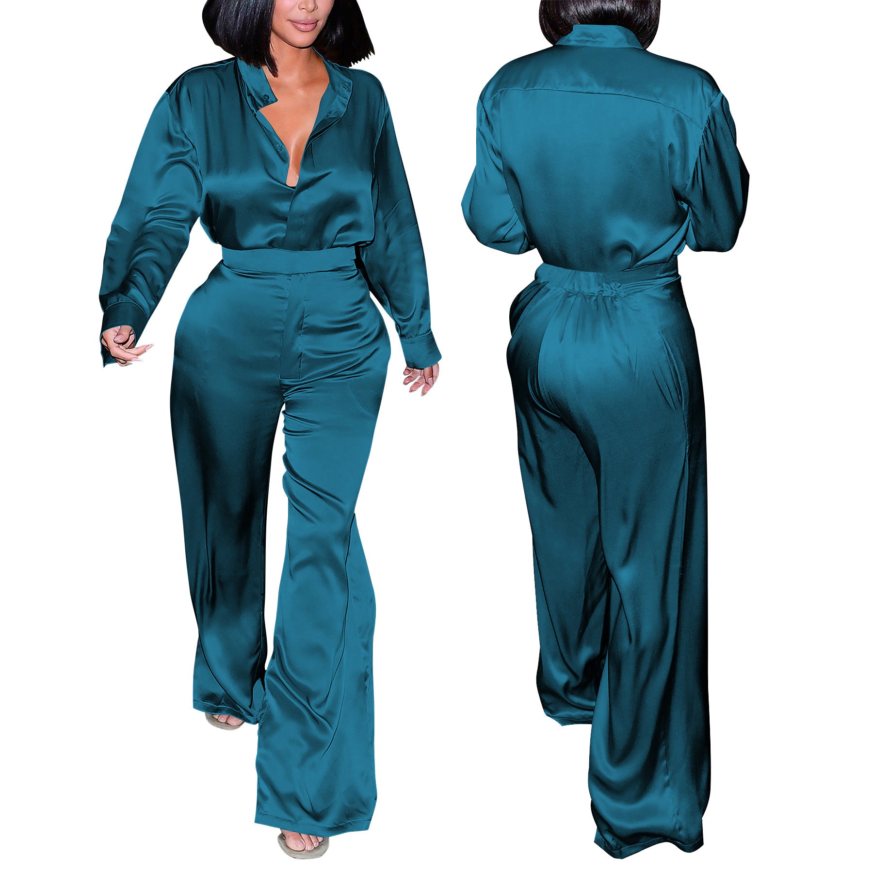 Fashion Women's Long Sleeve Shirt & Pants Set 9