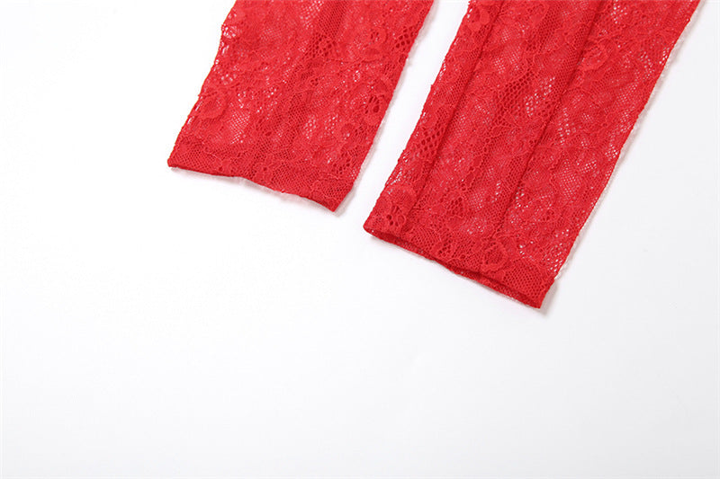 Summer Fashion Sexy See-Through Lace Slim Strap Low Back Jumpsuit For Women 12