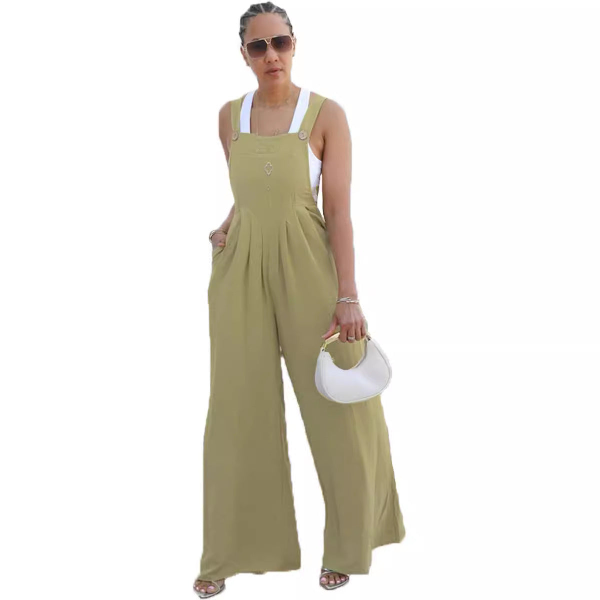 Women's Solid Color Women's Overalls Wide Leg Casual Jumpsuit 7