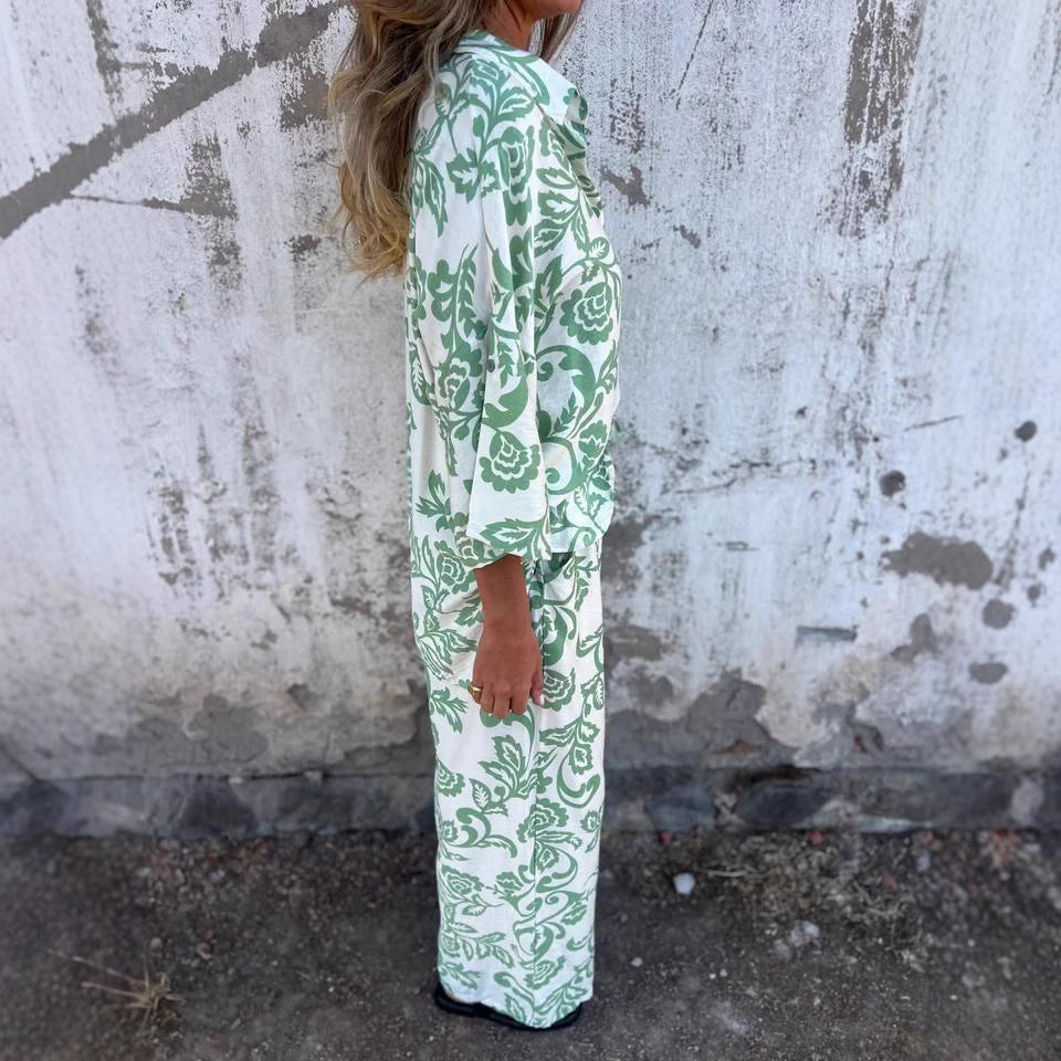 Casual Women's Printed Two-Piece Shirt & Pants Set 6