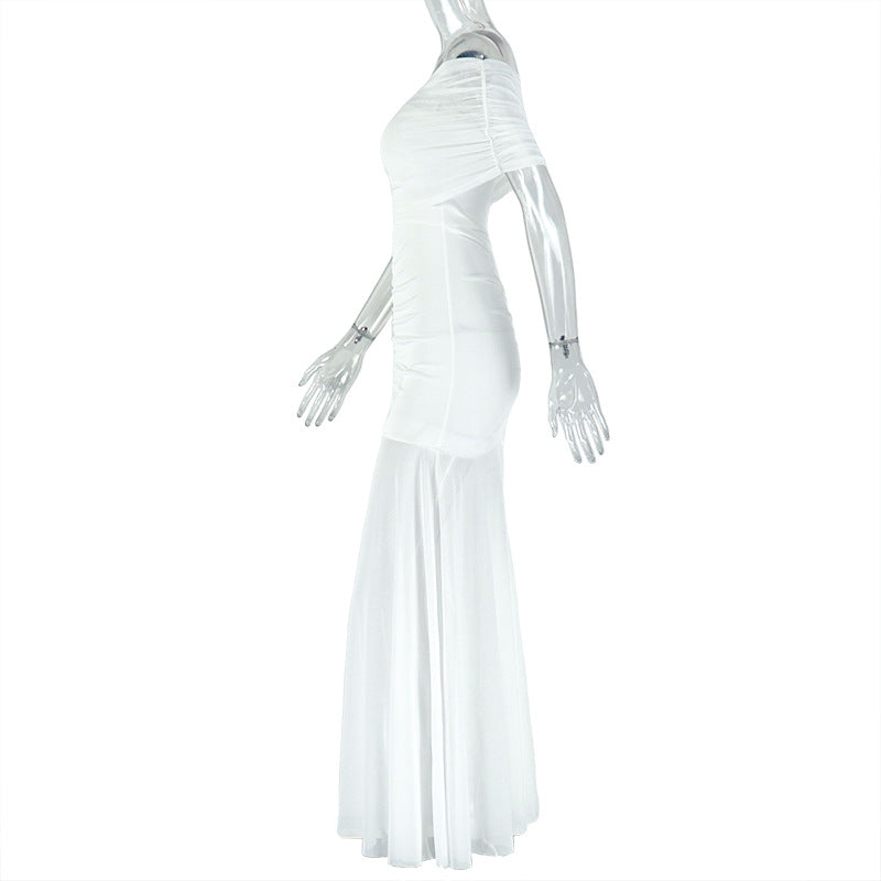 Women off-shoulder pleated off shoulder strapless dress 10