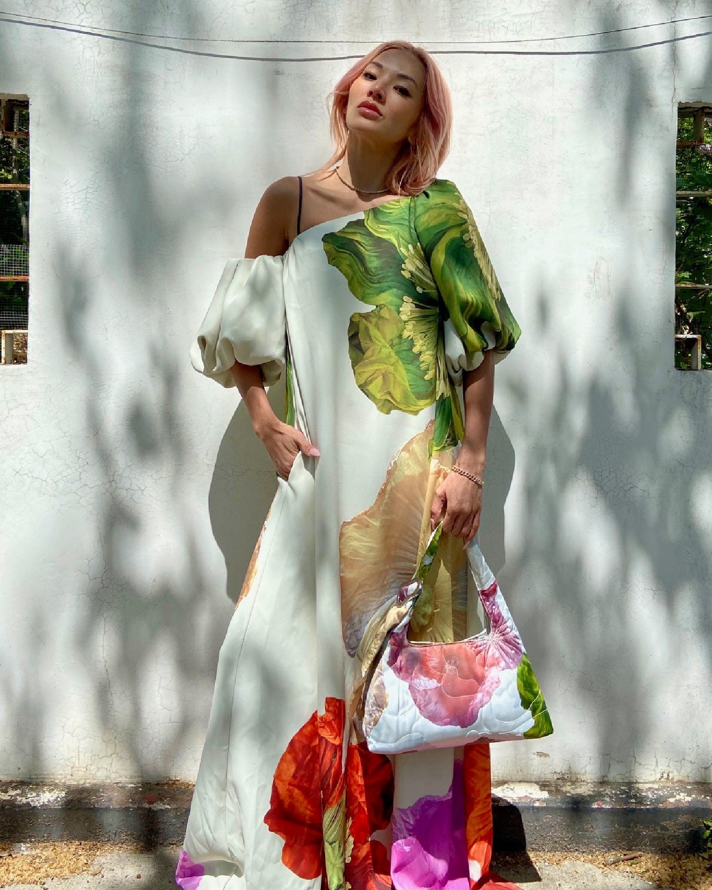 Women Spring/Summer Slash Shoulder Print Casual Holiday Dress 10