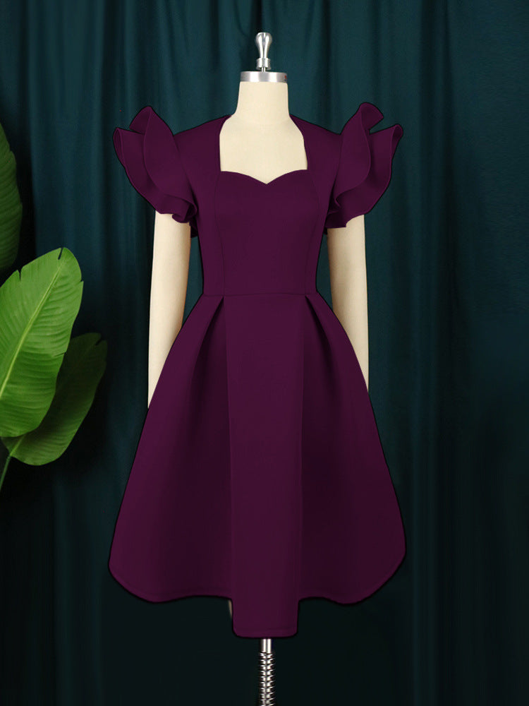 Ruffled Sleeve A-Line Plus Size Party Dress 7