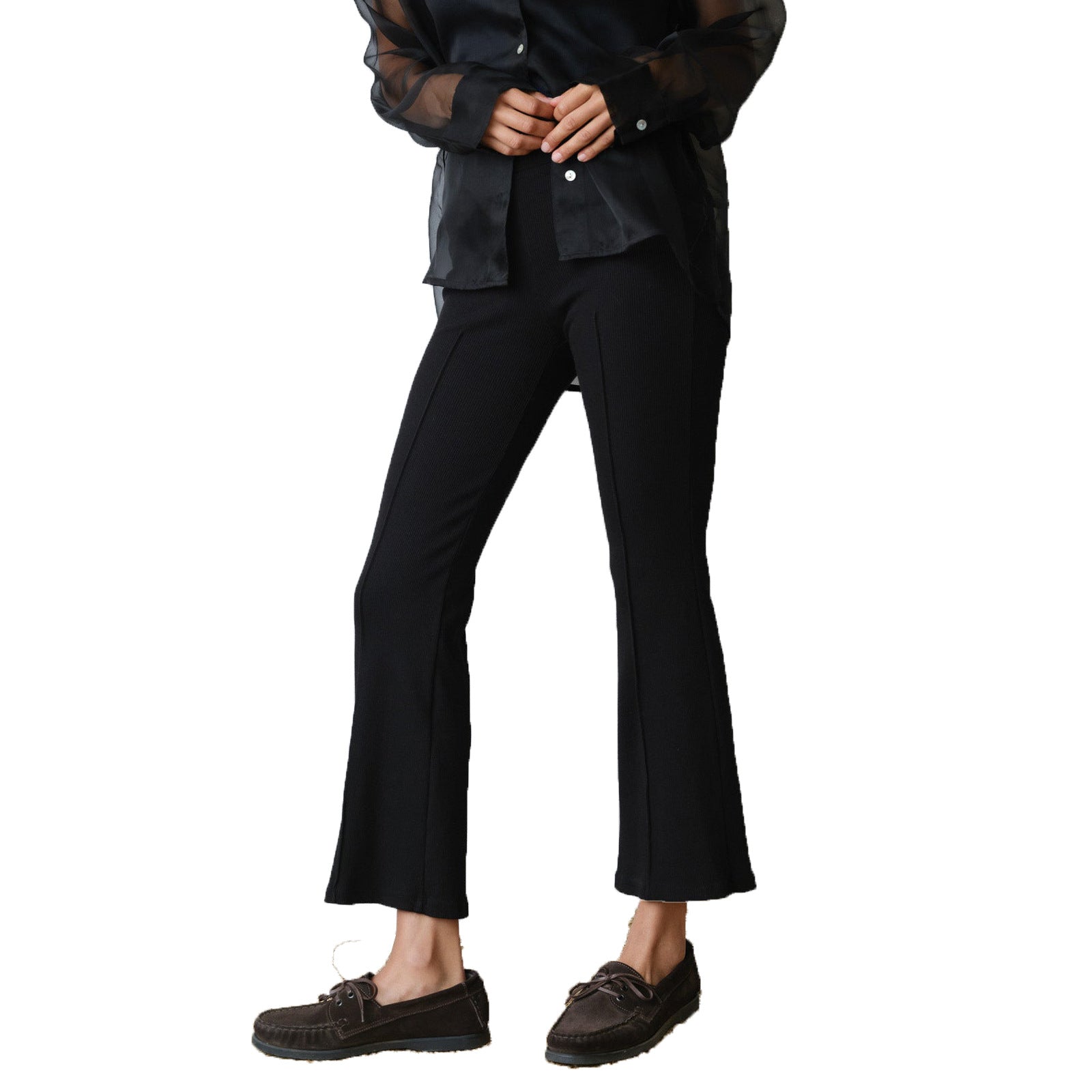 Women Casual Ribbed Bell Bottom Pant 11