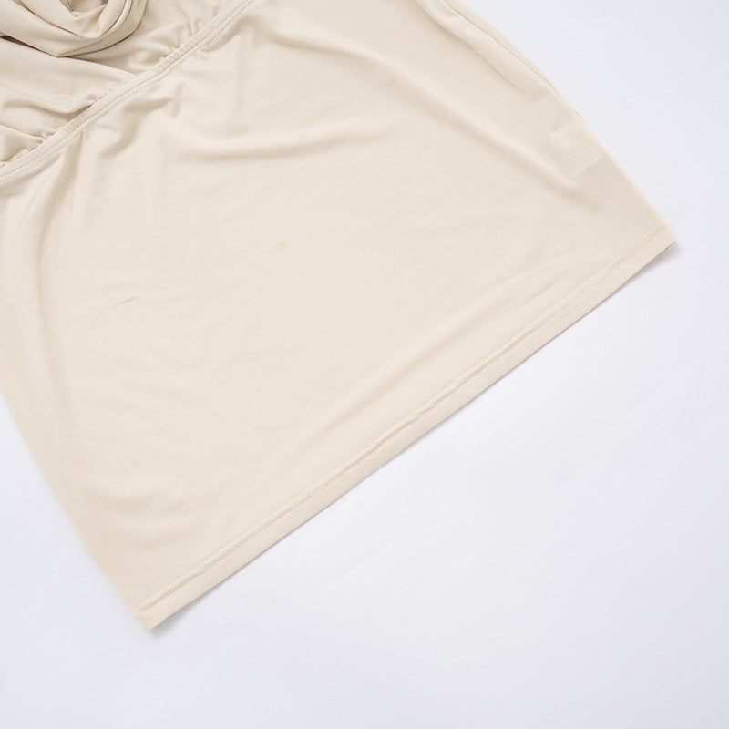 Women's Autumn Solid Color Sexy Draped Neck Halter Neck Hollow Out Long Sleeve Bodycon Short Dress 15