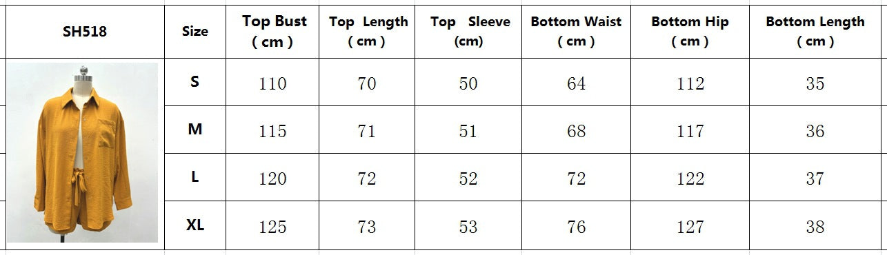 Women Casual Tie-Drawstring Summer Shirt and Shorts Two-Piece Set 20