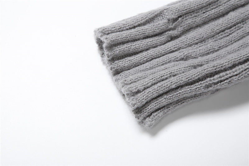 Women Off Shoulder Long Sleeve Loose Solid Knitting Sweater 36