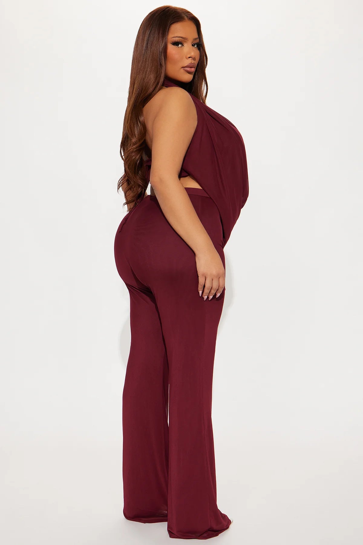 Women Summer Sexy Metal Strapless Halter Neck Top and Pants Two-Piece Set 11