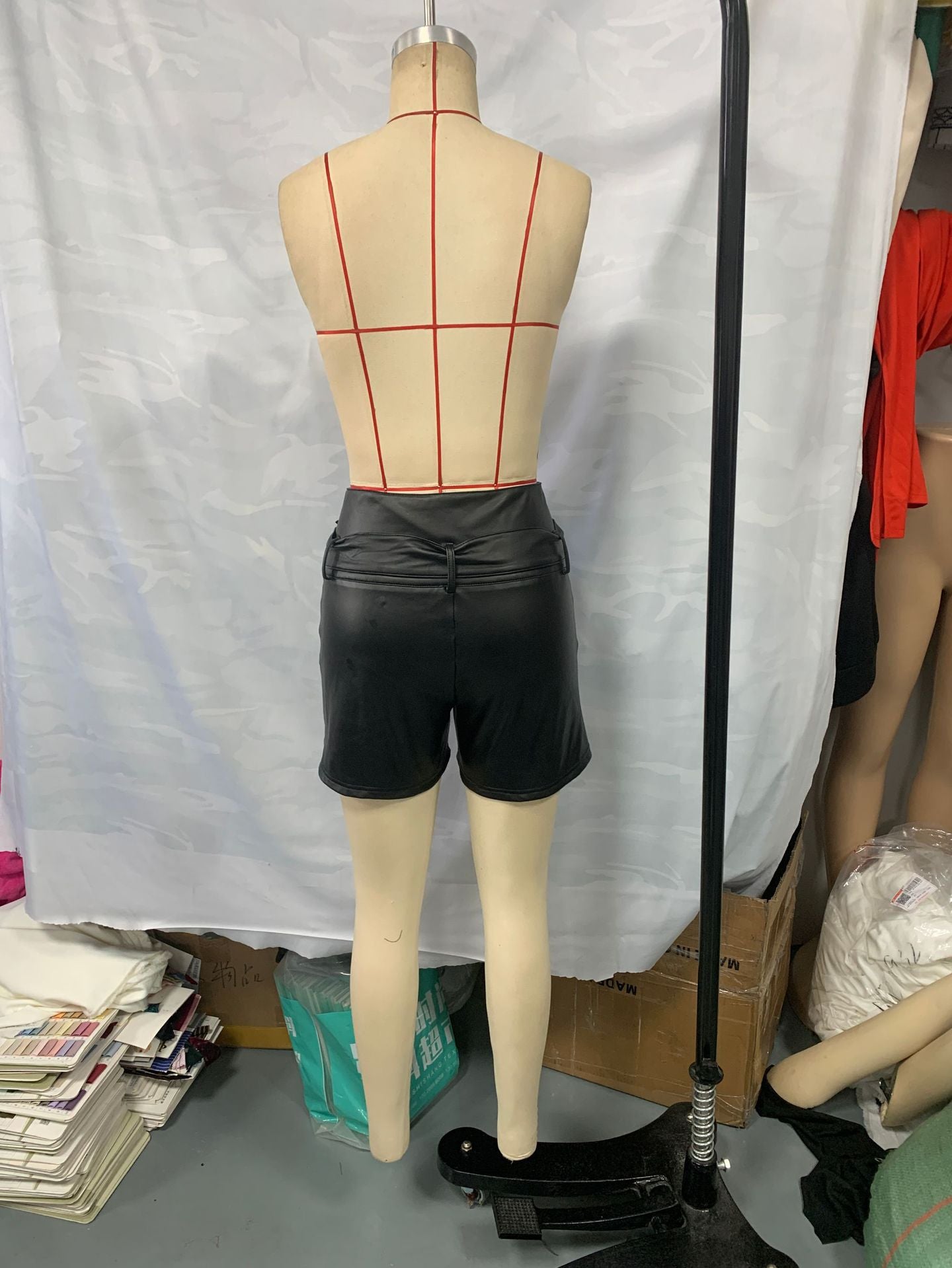 Women street style sexy PU-leather lace-up shorts 6