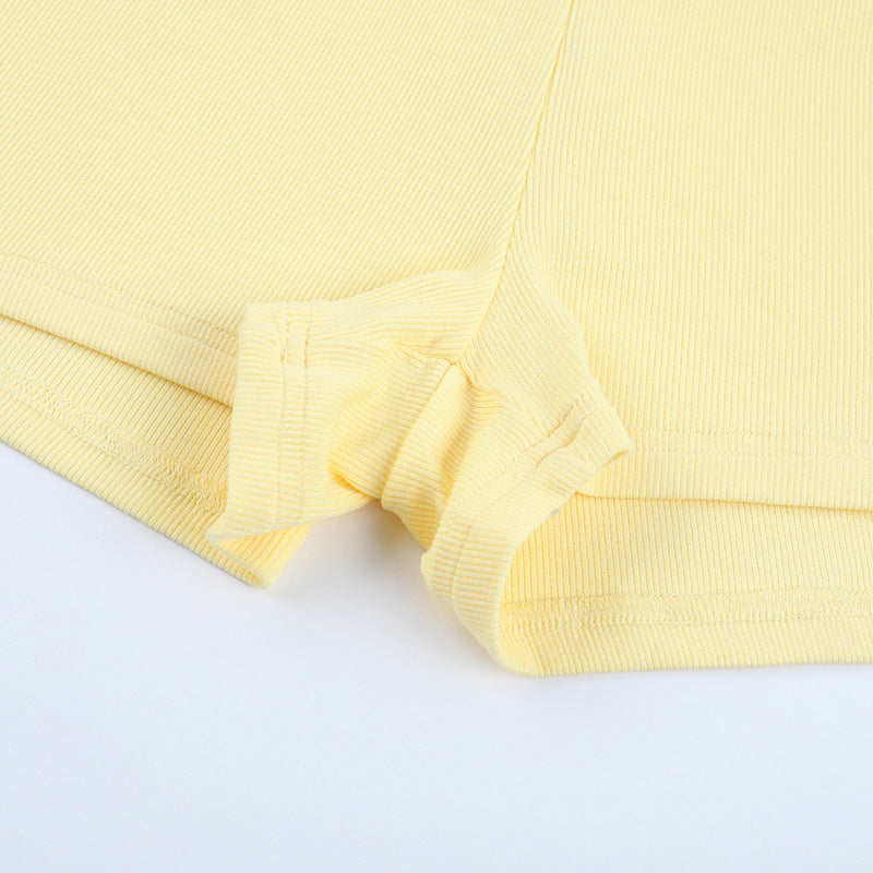 Long Sleeve Top & Shorts Set Summer Streetwear Solid Color Outfit 17