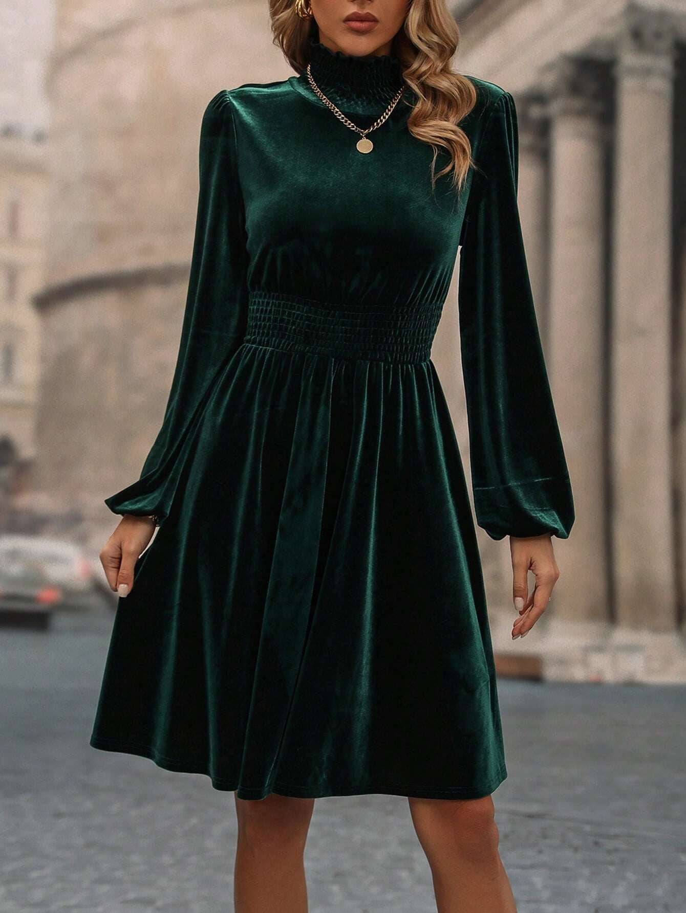 Women Fall/Winter Velvet Long Sleeve Dress 6