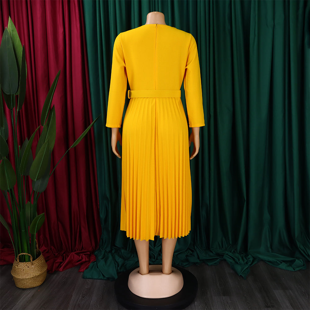 Women's Fashion Chic Elegant Pleated Elegant Solid Color Plus Size Dress 20