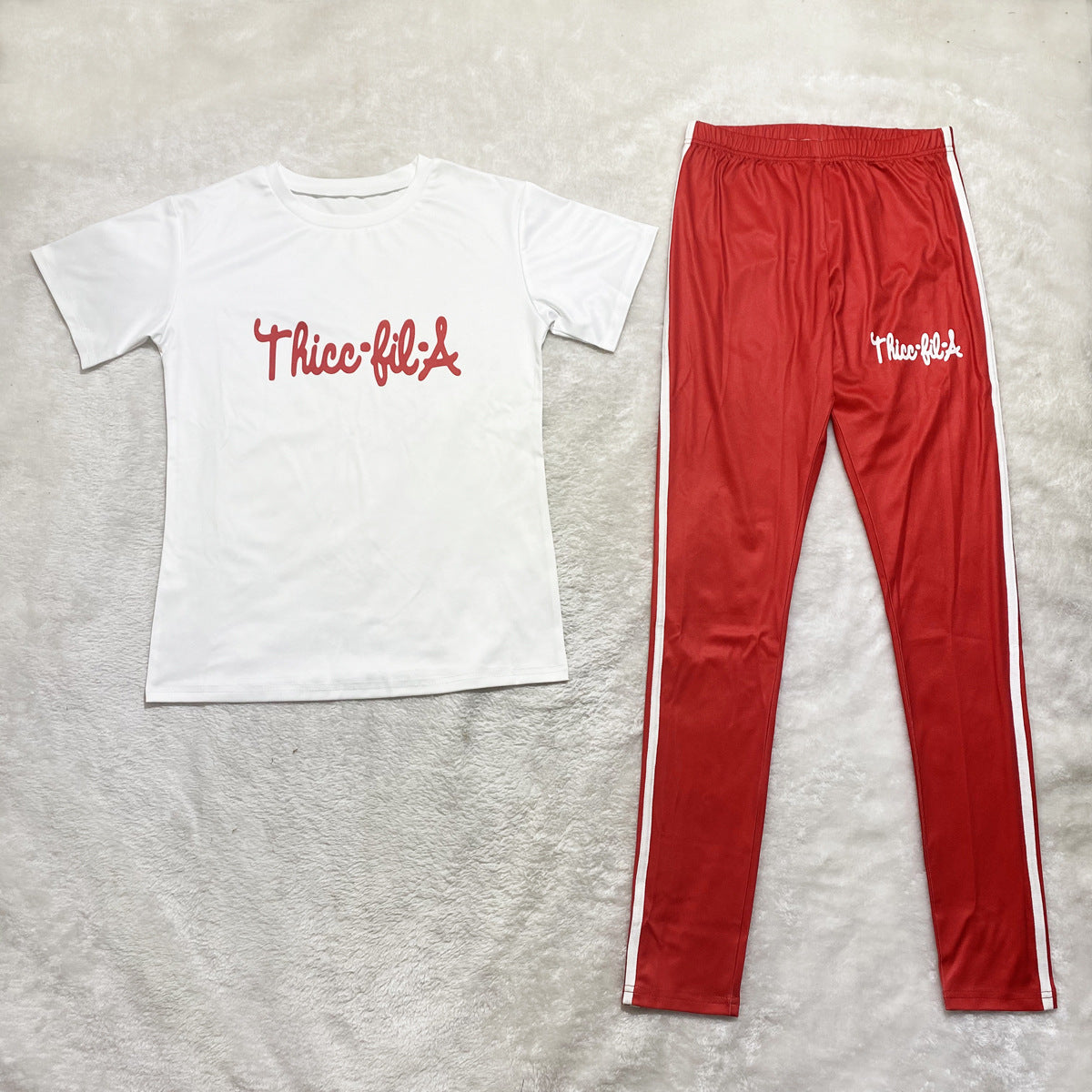 Women Casual Solid Print Short-Sleeved Top and Pants Two-Piece Set 11