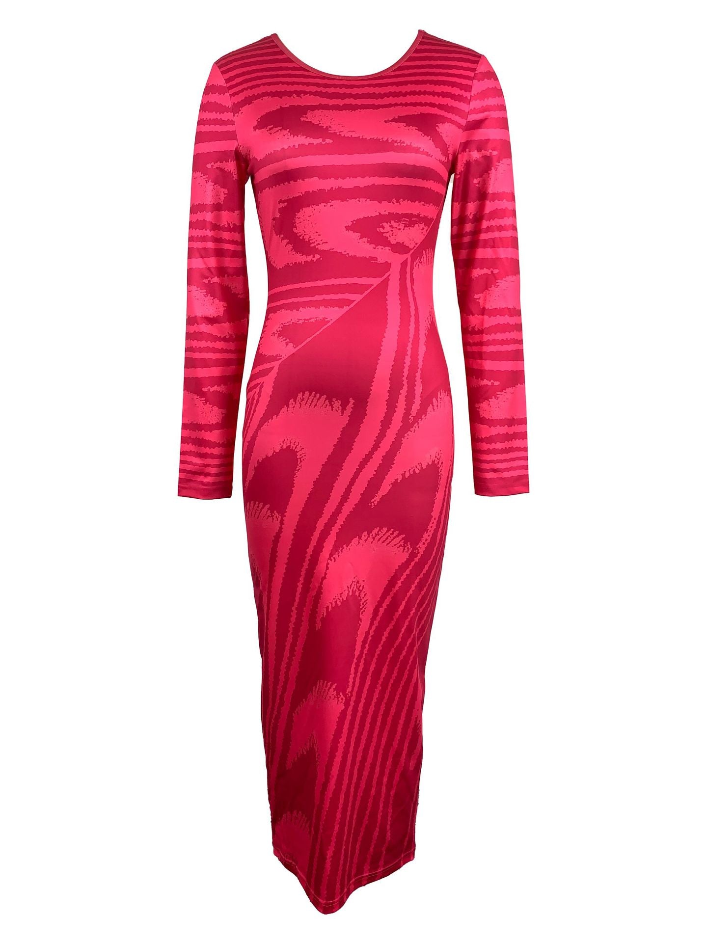 Women Irregular Print Sexy Bodycon Long Sleeve Dress 11