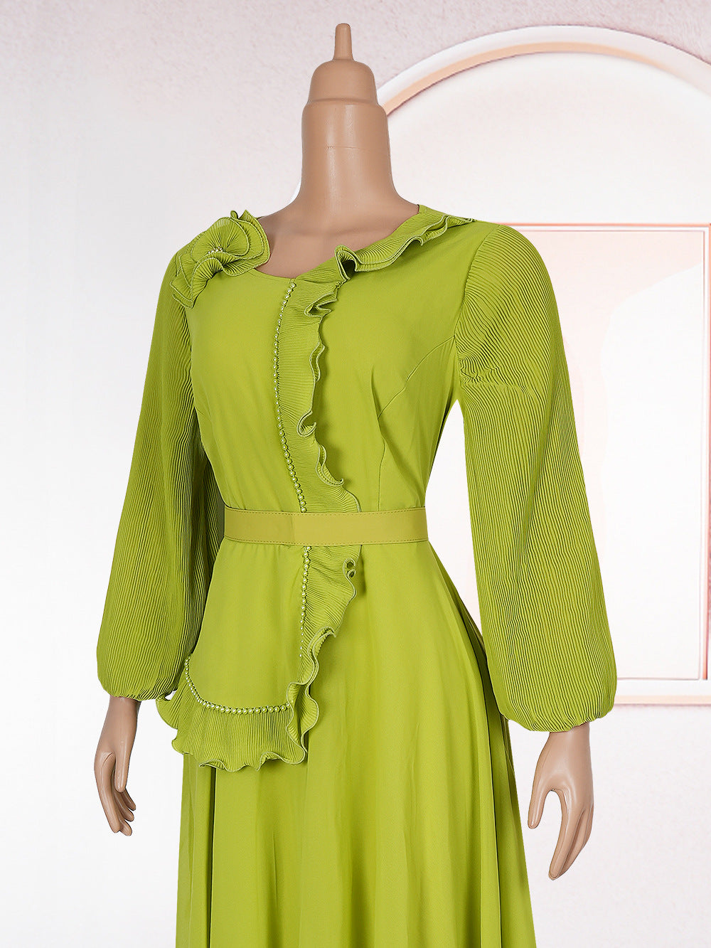 Plus Size African Women elegant pleated Ruffle Edge dress 15