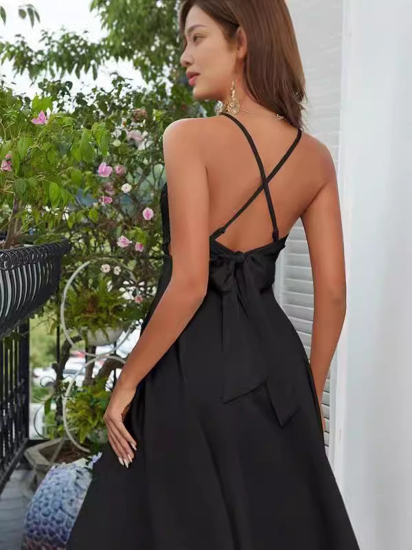 Women summer sequin patchwork sexy suspenders Backless party Dress 7