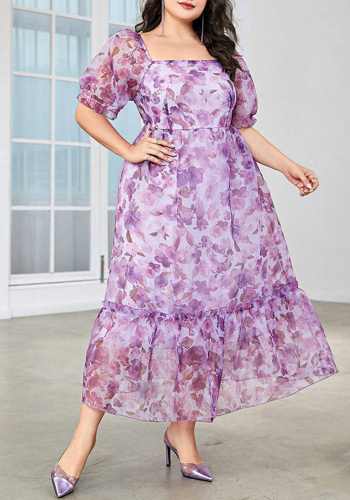 Women Summer French Floral Maxi Dress