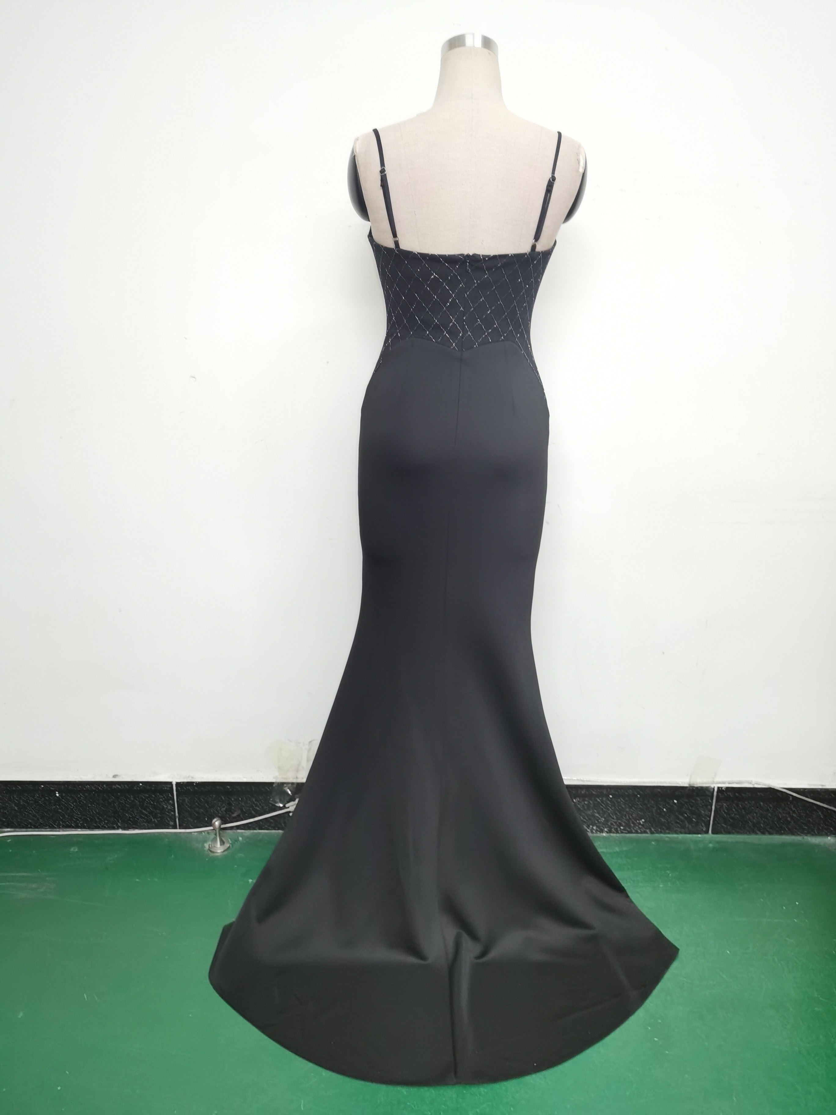 Women Fishbone Lace Sequin Formal Dinner Wedding Fishtail Evening Dress 34