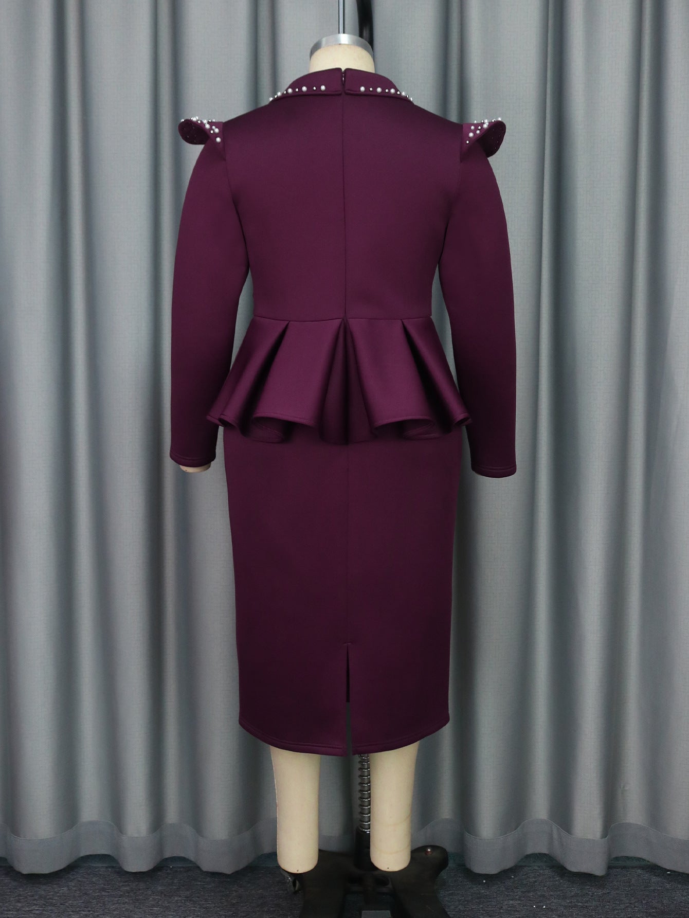 Women Turndown Collar Fake Two Piece Elegant dress 5