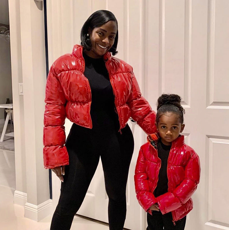 Winter Turndown Collar Camo Print Zip Reversible Women's Cotton Top 31