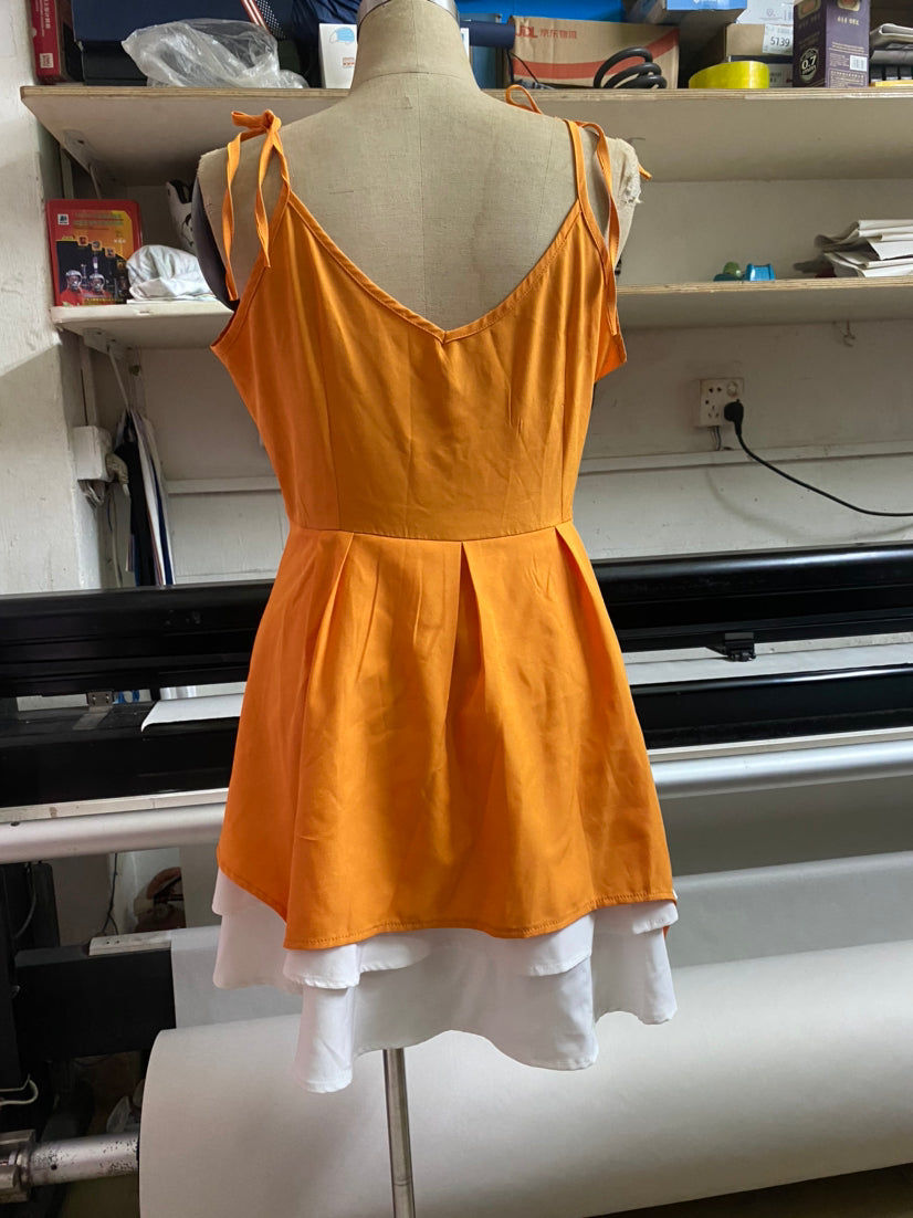 Summer Solid Color Strap Sleeveless Slim A-Line Dress 7