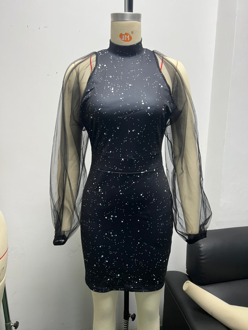 Autumn And Winter Round Neck Lace Long Sleeve Slim Waist Bodycon Dress Women's Clothing 13