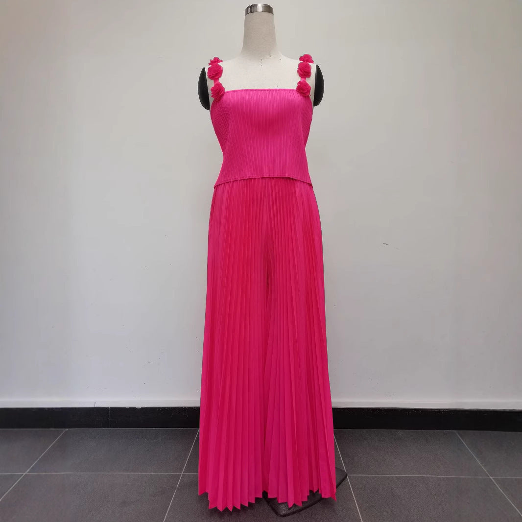 Plus Size Women Crop Top and pleated Skirt two-piece set 4