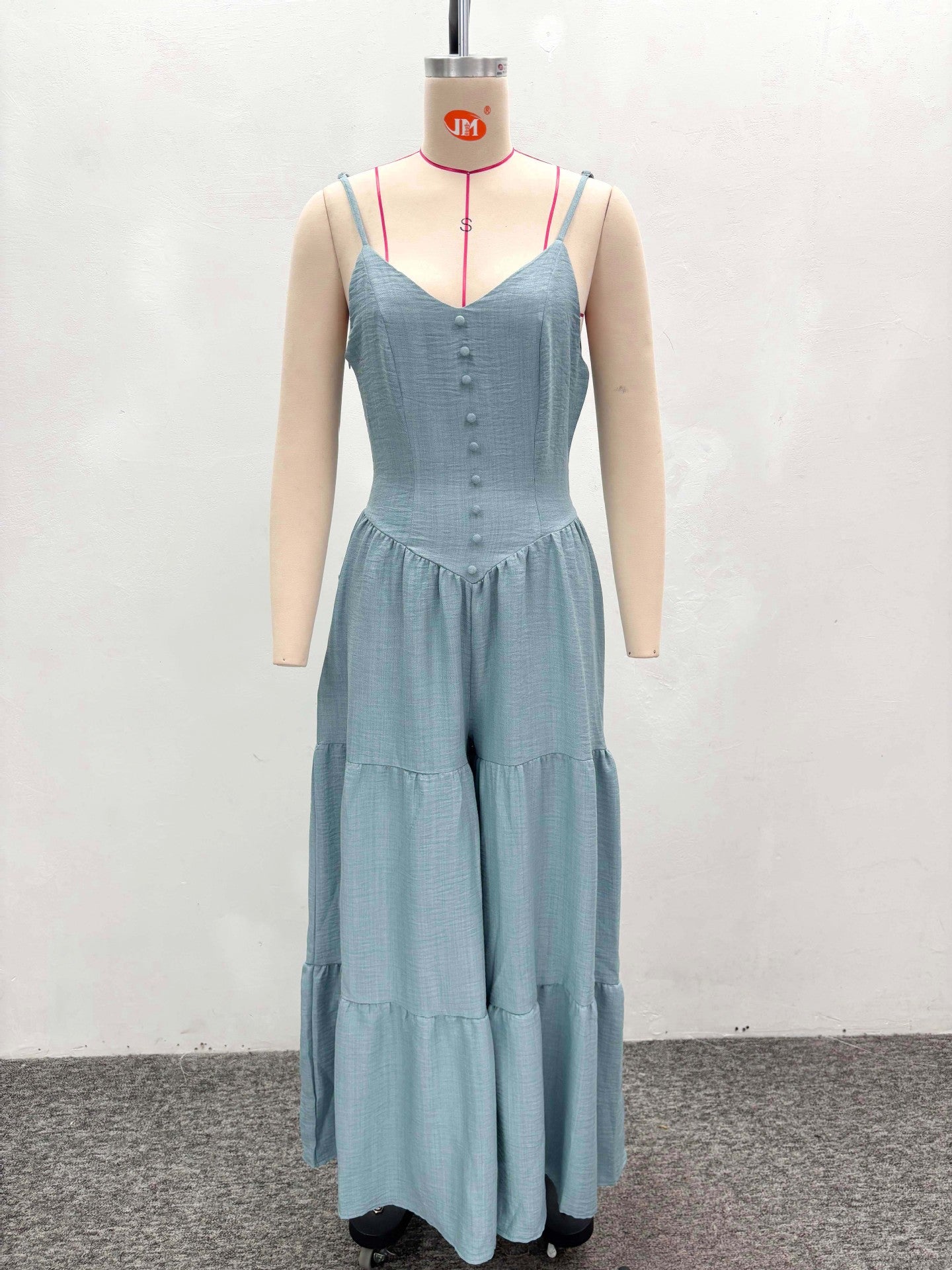 African Women sexy solid V-neck long jumpsuit 5