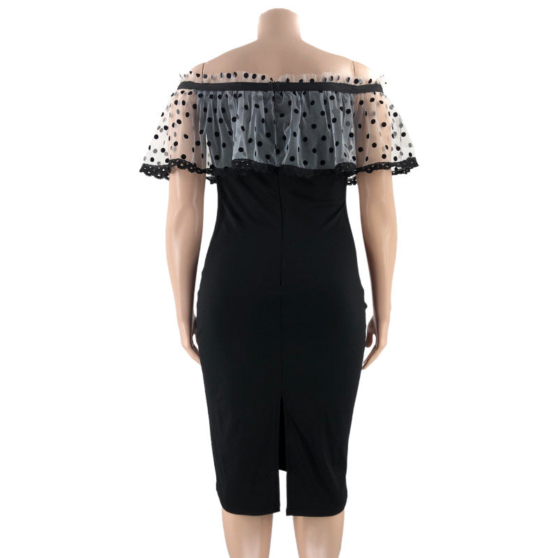 Plus Size Women Summer Off Shoulder Ruffles Dress 18