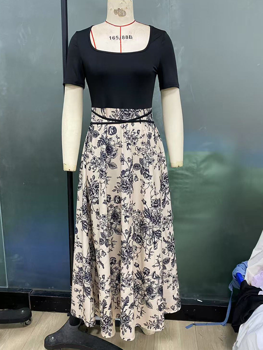 Holiday Beach Strap Slim Fit Color-block Long Dress 9