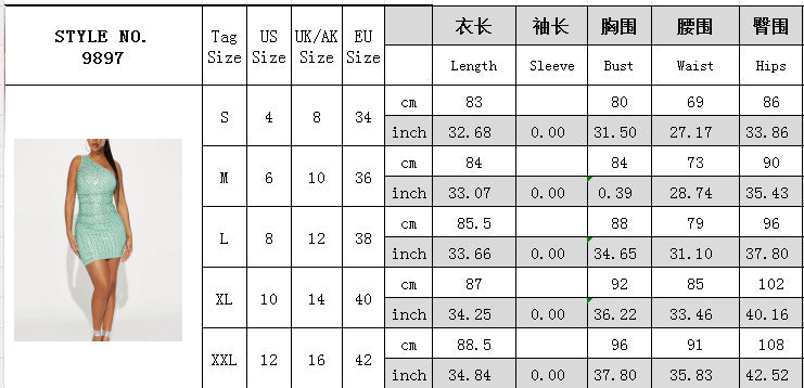 Autumn Solid Color Slim Elegant One Shoulder Sleeveless Sequin Short Dress 7