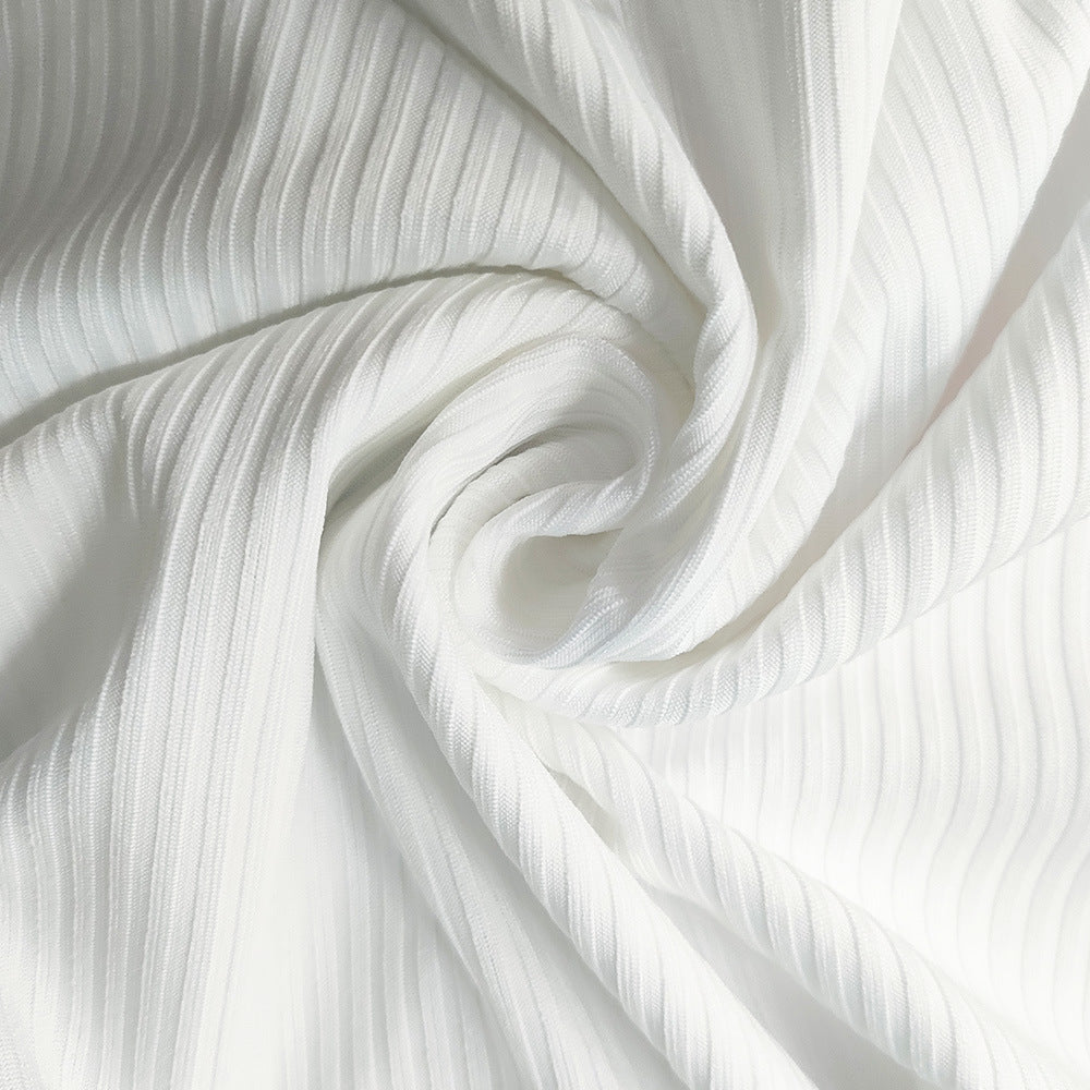 Plus Size Women summer white half-open collar long-sleeved dress 7