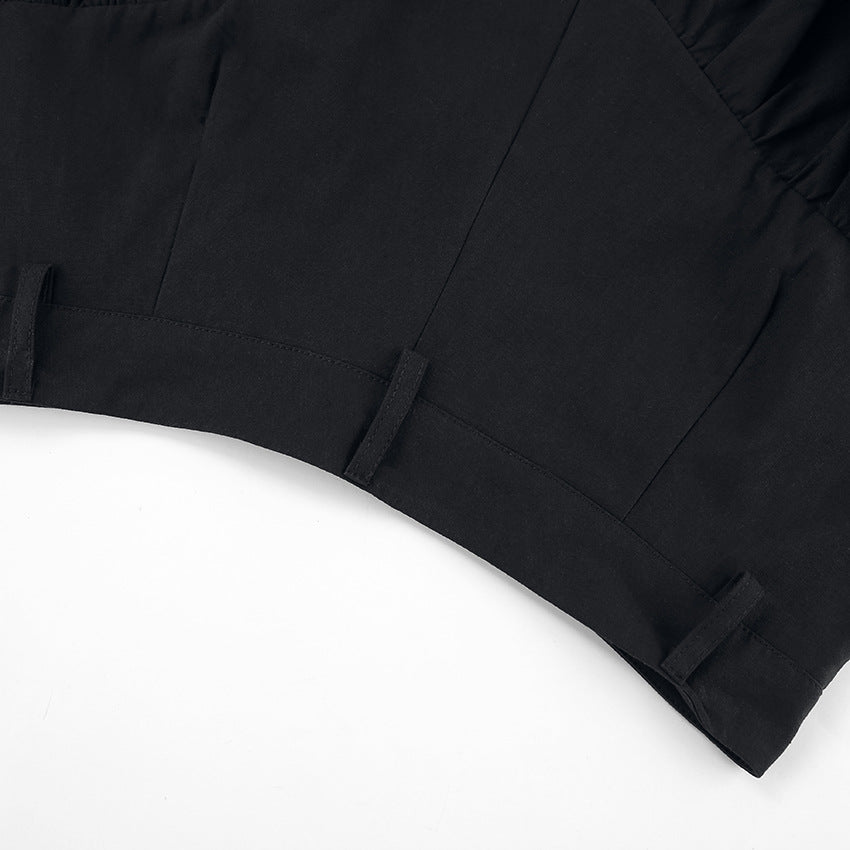 Spring Fashion Sexy Black Linen High Waist Short Skirt 8