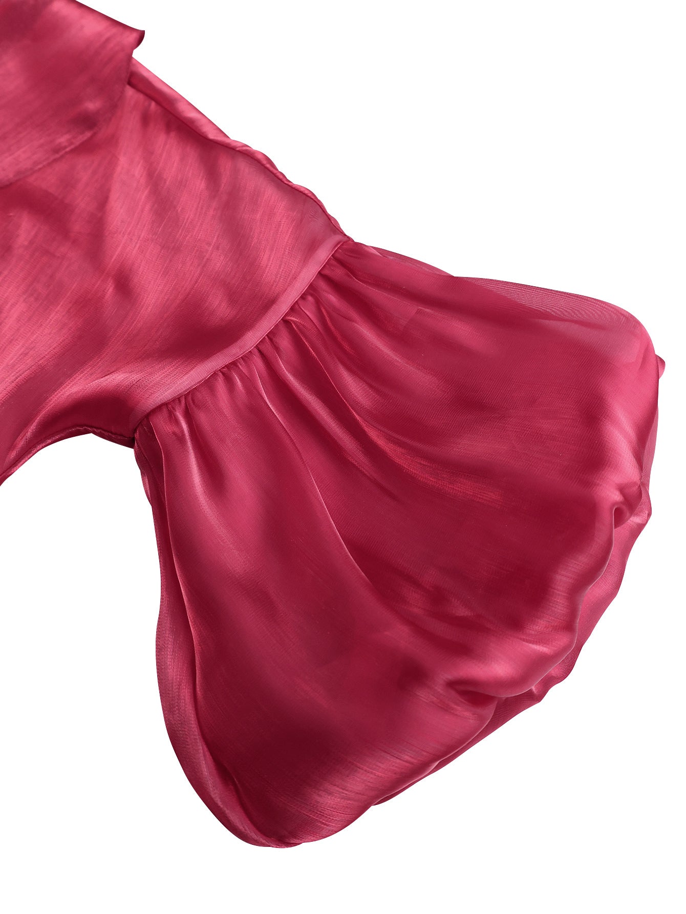 Peter Pan Collar Lantern Sleeve Bow Slim Waist Top Belly Cover Slim Fit Party Shirt 8