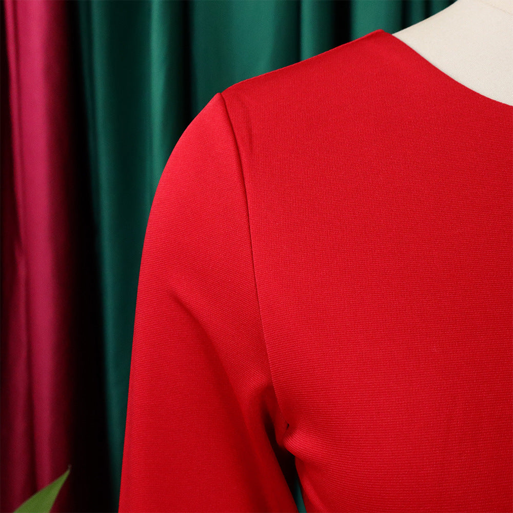 Women Solid Long Sleeve Midi Dress 24