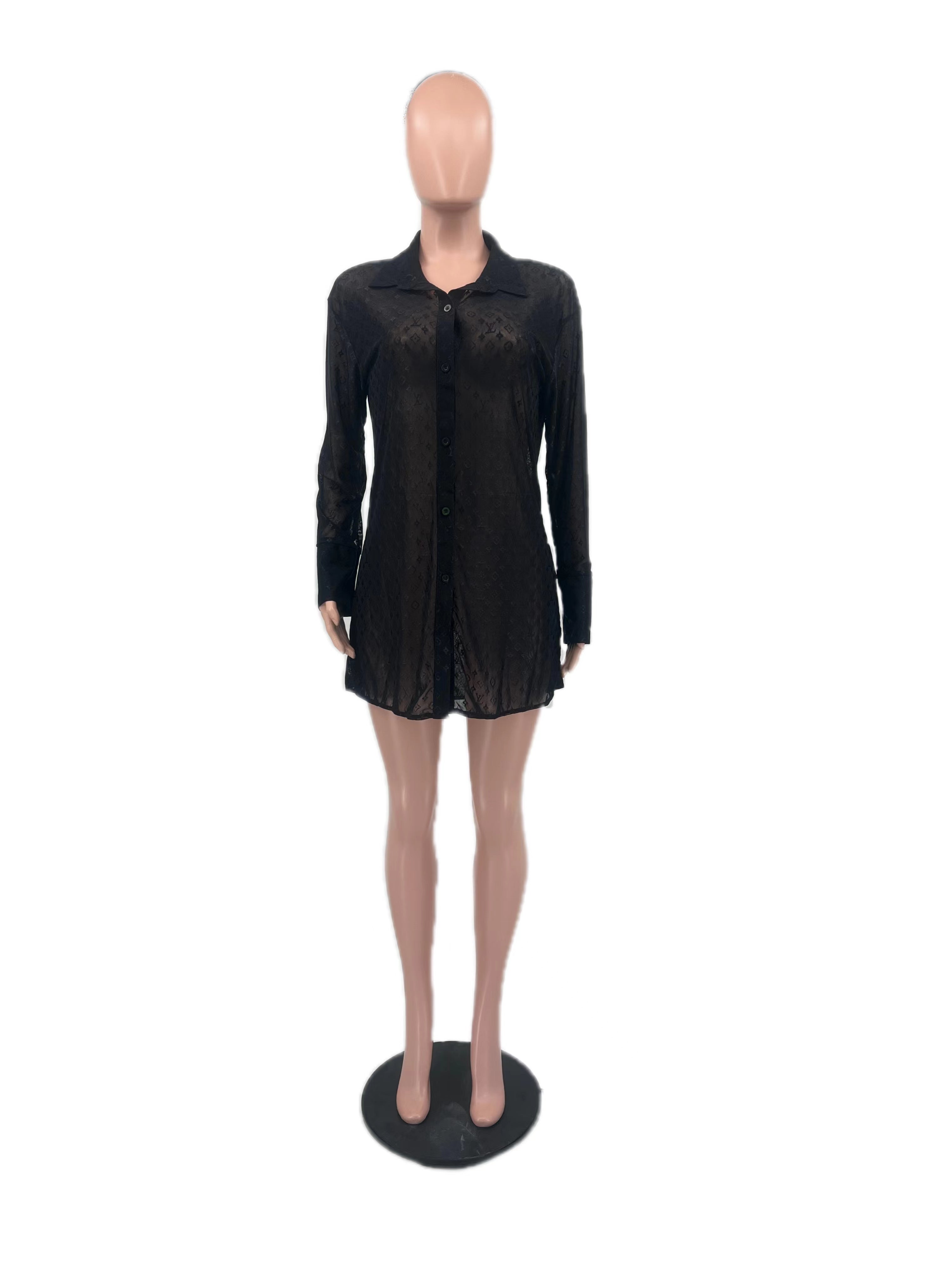 Women's Sexy Mesh See-Through Fabric Women's Shirt 7