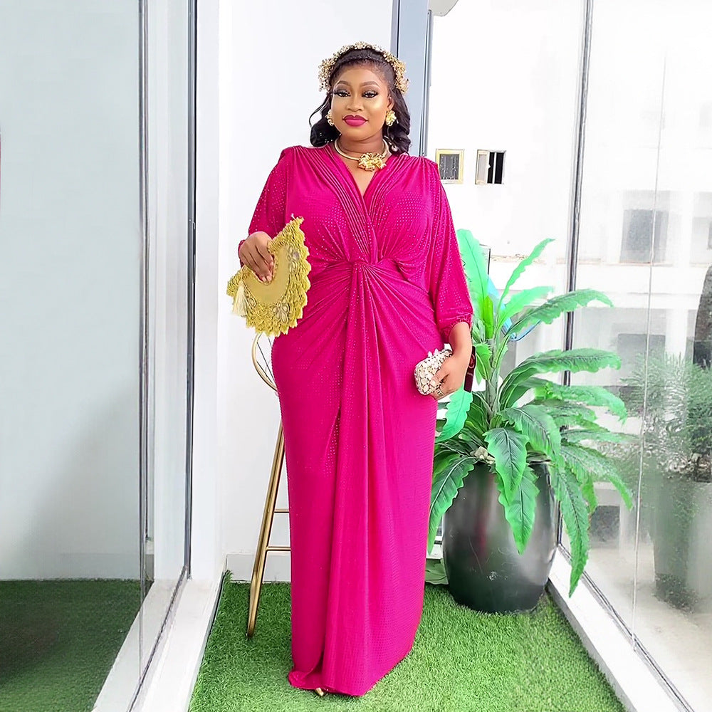 Plus Size Women V Neck Raglan Sleeve Dress