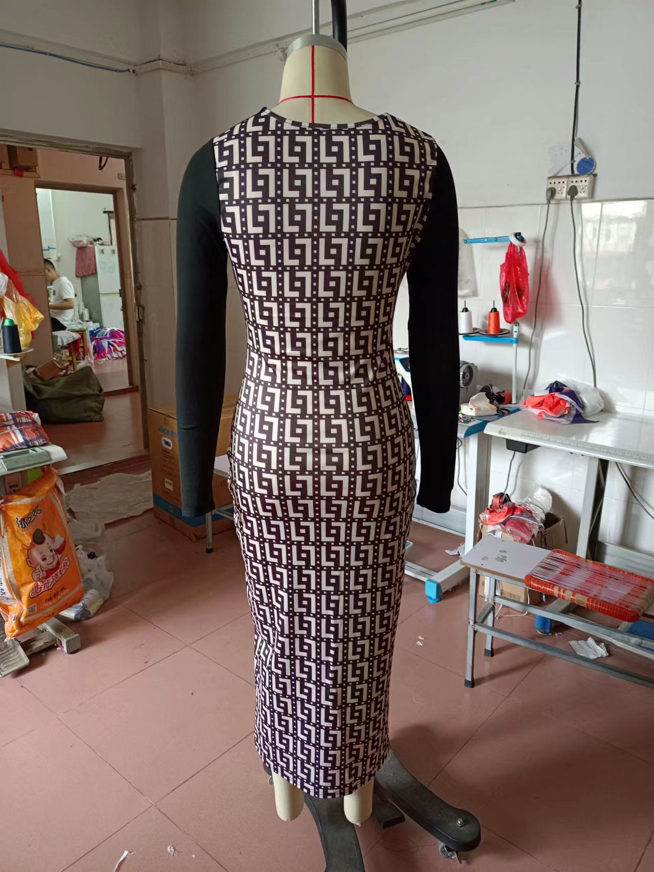 Printed Buckle with Cutout Tight Fitting Bodycon Dress 6