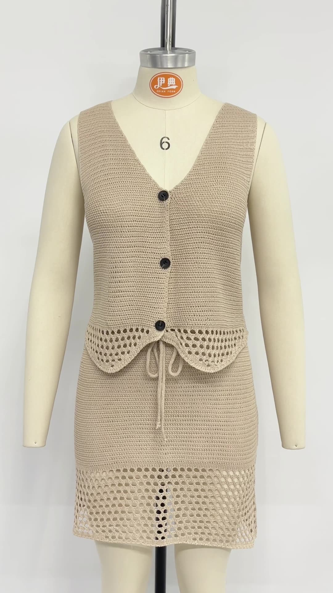 Women v-neck vest skirt Solid two-piece set 21