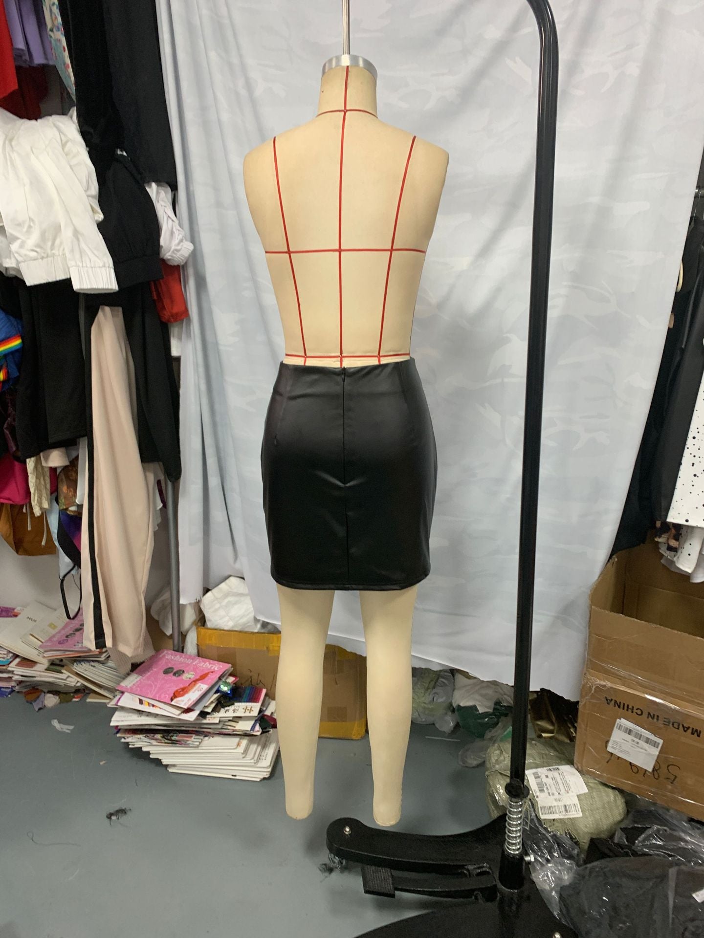 Women Sexy Irregular Pu Leather Bodycon Zipper Skirt 10