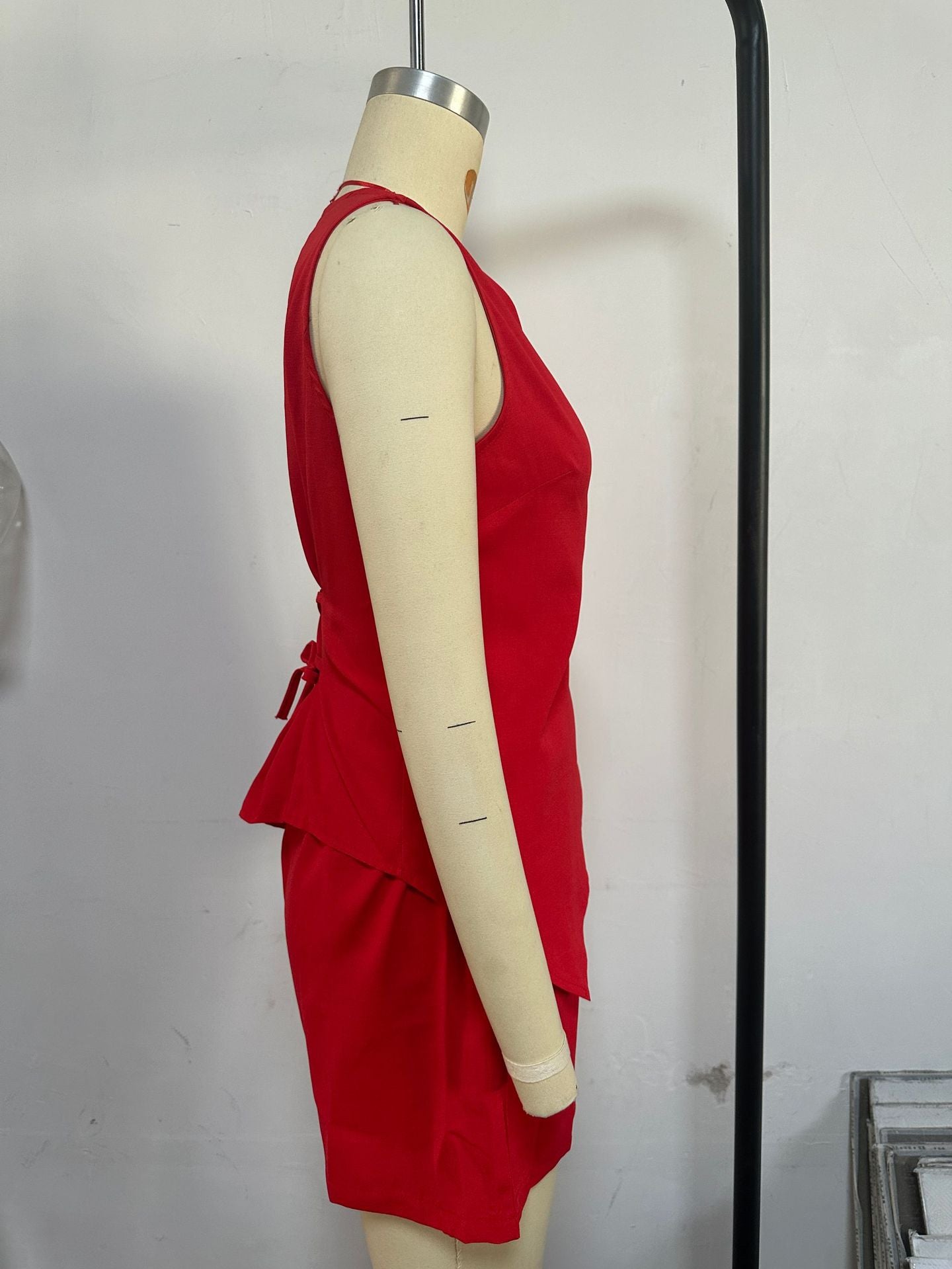 Women Summer Solid Casual V-Neck Vest and Shorts Two Piece Set 5