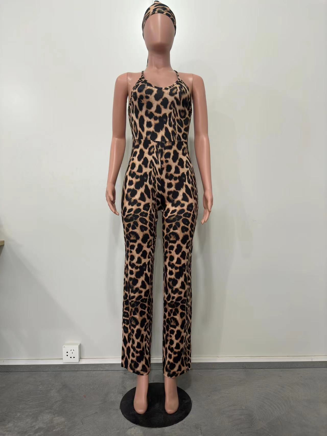 Summer Women's Leopard Print Camisole Jumpsuit 13