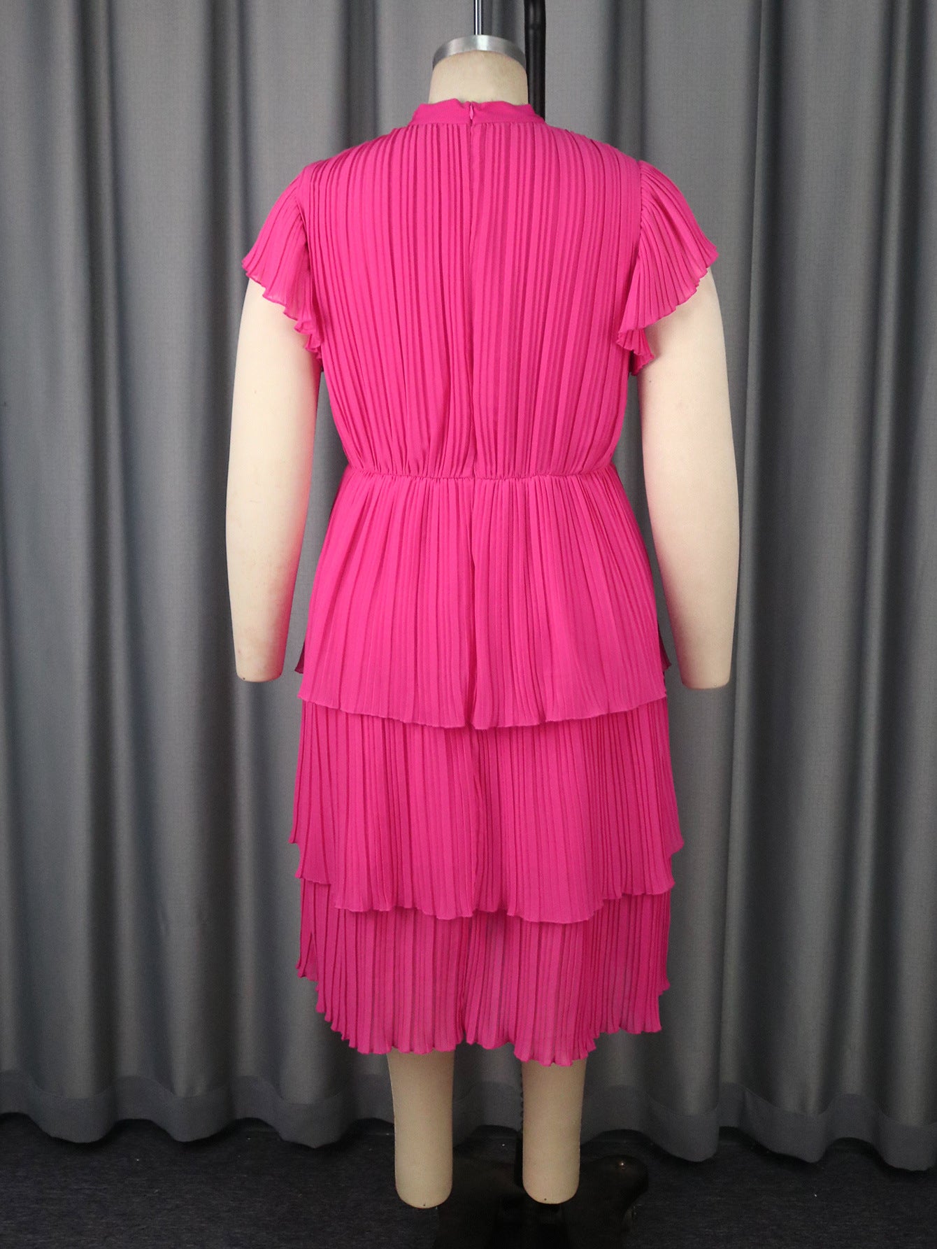 Summer Chic Bow Tie Round Neck Dress Cascading Ruffles Party Evening Gown 8