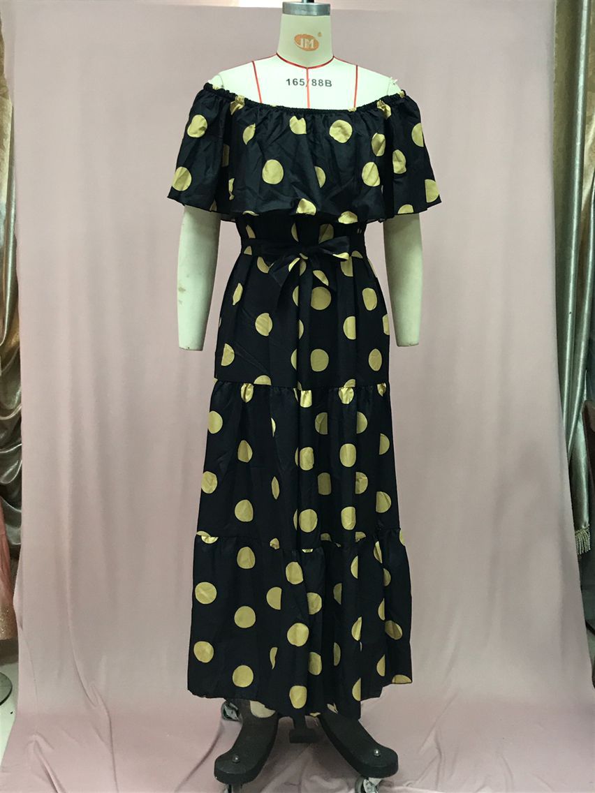 Women's Gradient Color Printed Off Shoulder Maxi Dress 16