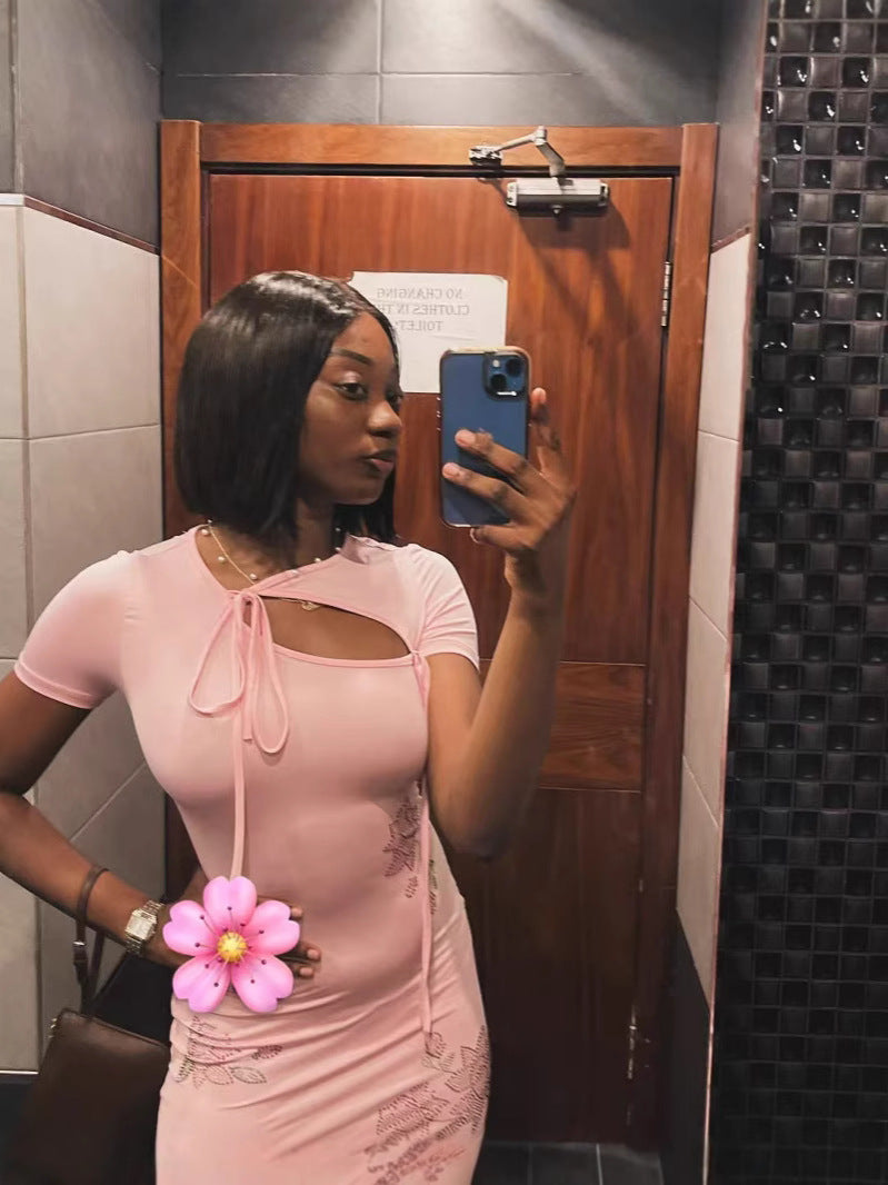 Women's Fashion Chic Casual Slim Beaded Mini Dress