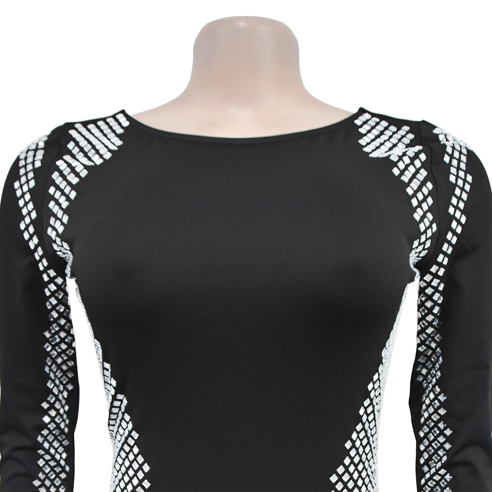 Women Long Sleeve Backless Slit Dress 17