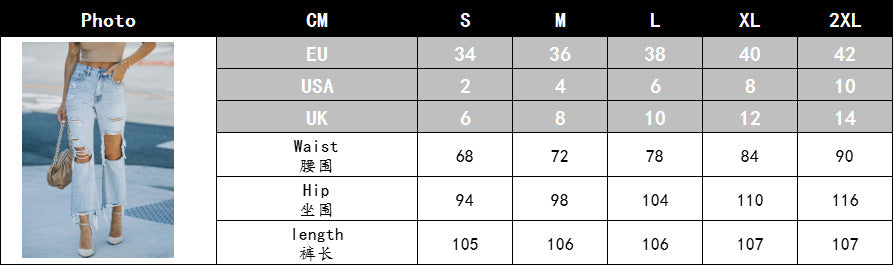 Women Washed Ripped Denim Pants 6